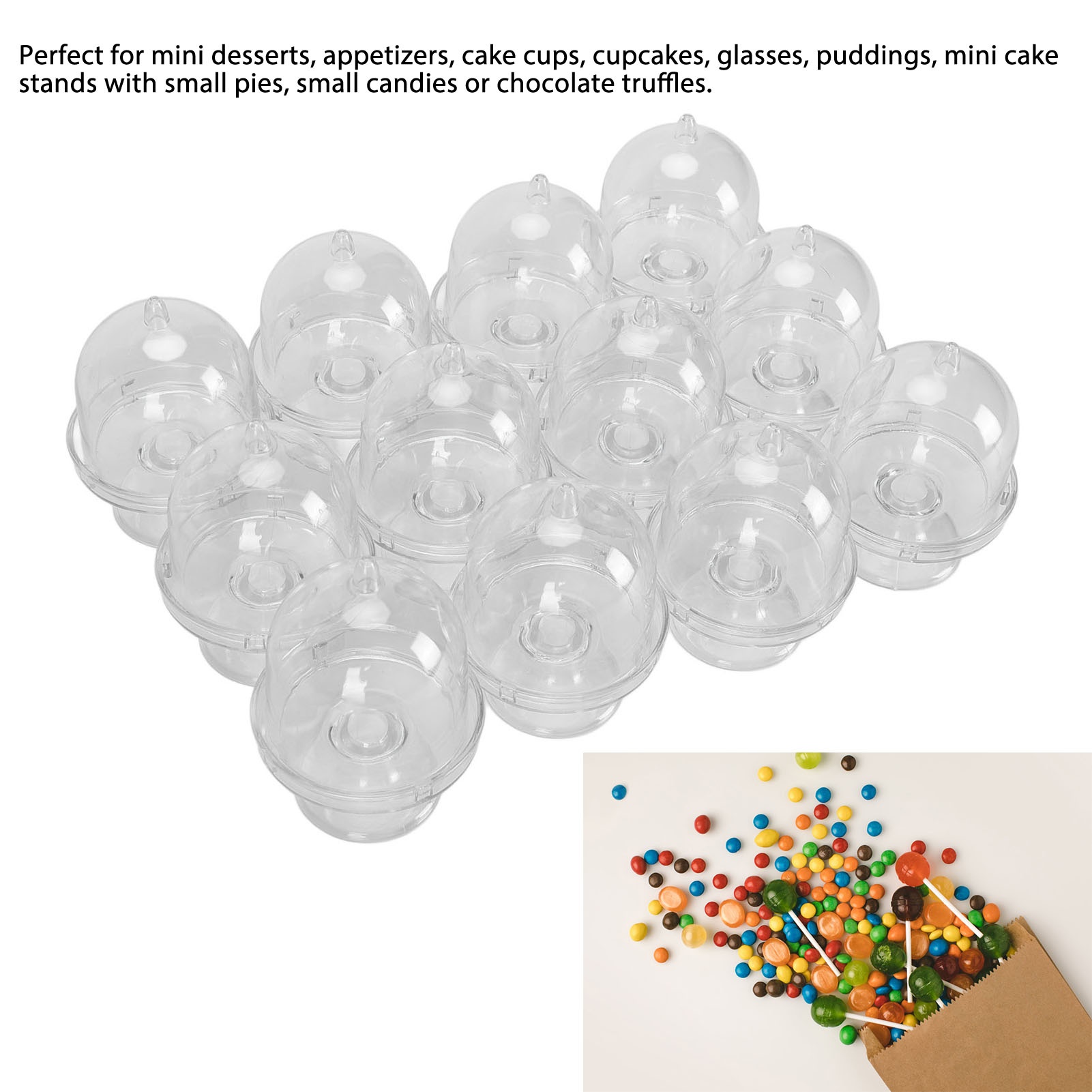 12pcs Mini Cake Plate with Lid - đánh giá và giá Plastic Dome Clear